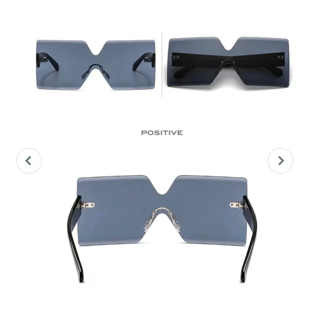 Shield Sunglasses Unisex OS Grey New Rimless Oversized Square Flat Top UV400